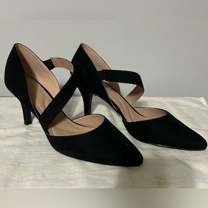 Black suede heels, 8 1/2